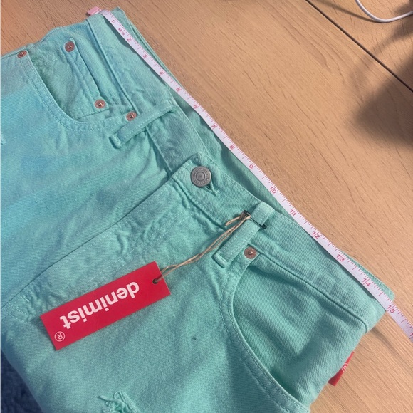 Denimist Nic Cut Off Denim Shorts in Mint - Picture 6 of 6